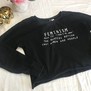 Feminism cropped crewneck sweater